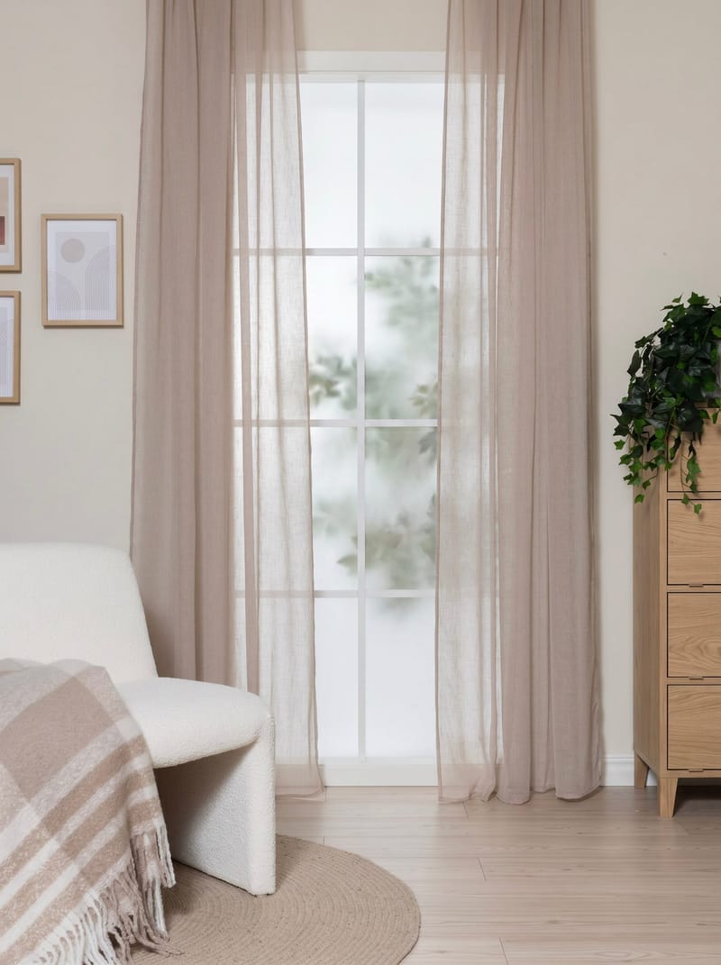 Gardin Felicia 140x240 cm - Linbeige - Tekstiler - Gardiner - Gardinlengder
