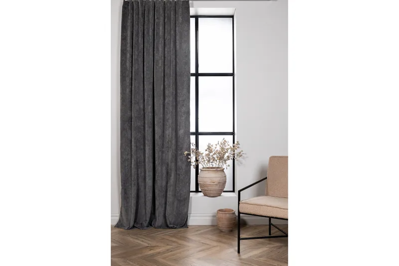 Elma Gardin 140x290 cm - Grå - Tekstiler - Gardiner - Gardinlengder - Kanallengde