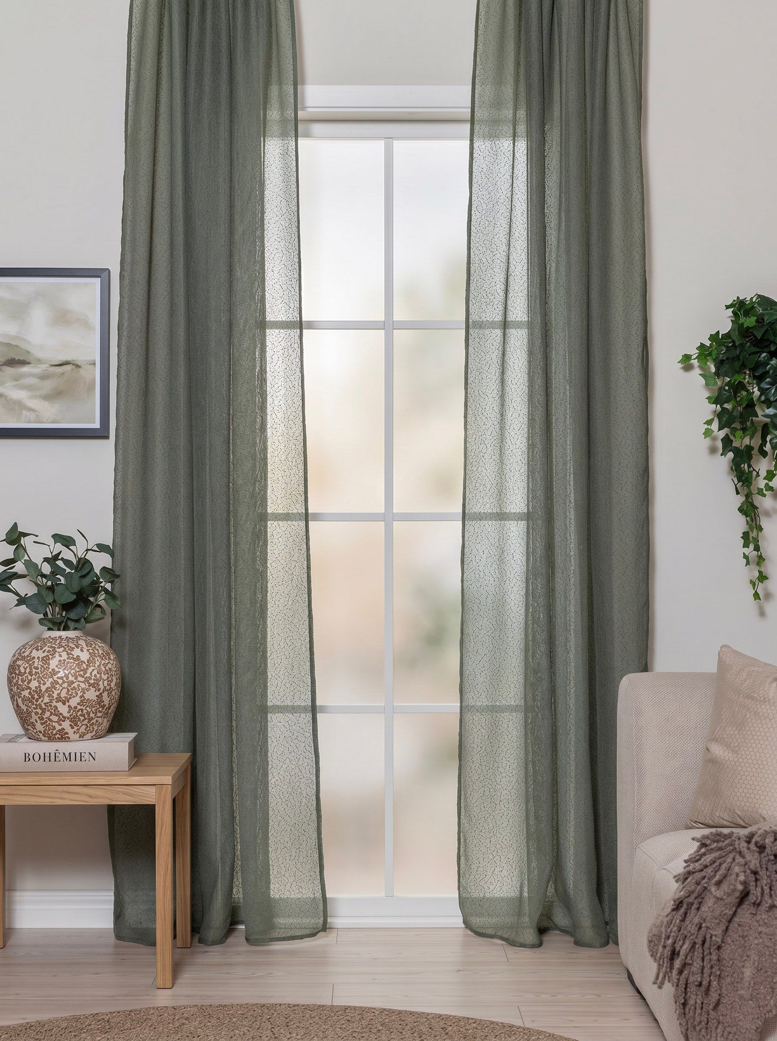Gardin Alma 140x250 cm - Smaragdgrønn