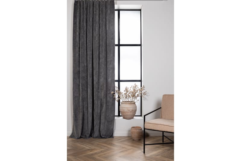 Elma Gardin 140x290 cm - Grå - Tekstiler - Gardiner - Gardinlengder - Kanallengde