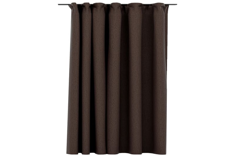 Lystett gardin med kroker og lin-design gråbrun 290x245 cm - Taupe - Mørkleggingsgardin