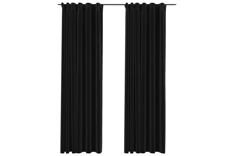 Lystette gardiner kroker lin-design 2stk antrasitt 140x245cm - Antrasittgrå - Mørkleggingsgardin