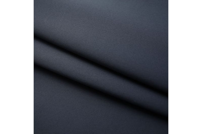 Lystette gardiner med kroker 2 stk antrasitt 140x245 cm - Mørkleggingsgardin