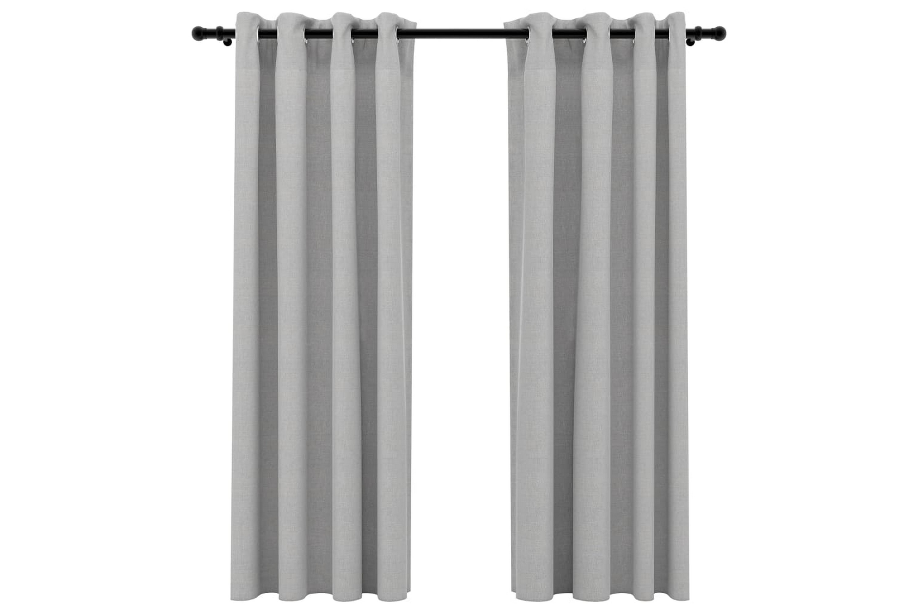 Lystette gardiner med maljer og lin-design 2 stk 140x175 cm - Grå