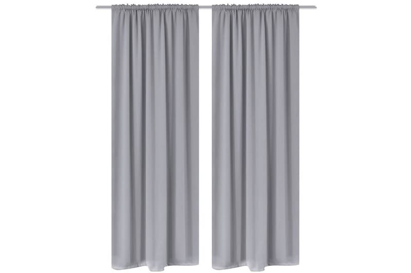 2 stk grå gardiner 135 x 245 cm - Grå - Tekstiler - Gardiner - Mørkleggingsgardin