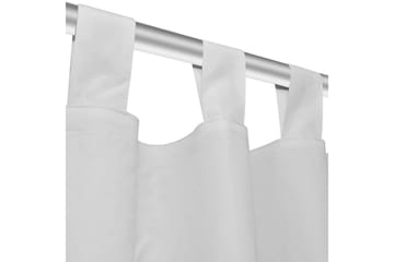 2stk Hvit Micro-Sateng Gardiner med Sløyfer 140 x 175 cm - Hvit - Tekstiler - Gardiner - Mørkleggingsgardin