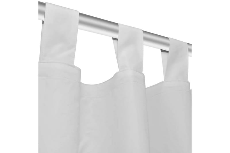 2stk Hvit Micro-Sateng Gardiner med Sløyfer 140 x 175 cm - Hvit - Tekstiler - Gardiner - Mørkleggingsgardin