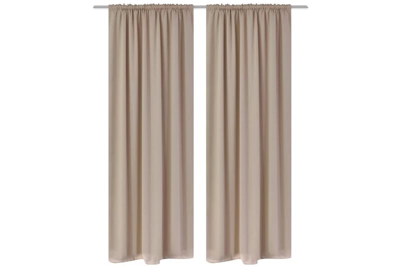 2stk Krem Mørkleggingsgardiner med Stang 135 x 245 cm - Kremhvit - Tekstiler - Gardiner - Mørkleggingsgardin