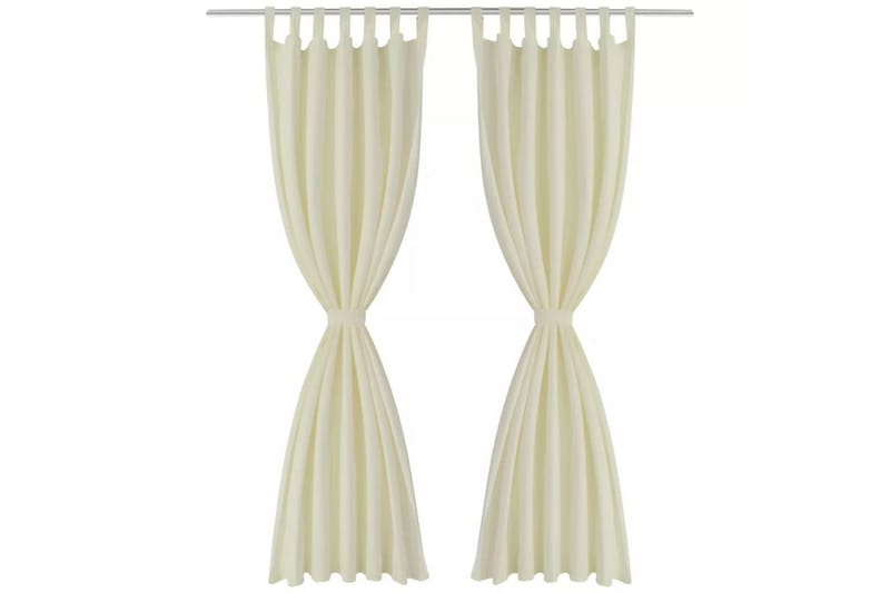 2stk Krem Micro-Sateng Gardiner med Sløyfer 140 x 225 cm - Kremhvit - Tekstiler - Gardiner - Mørkleggingsgardin