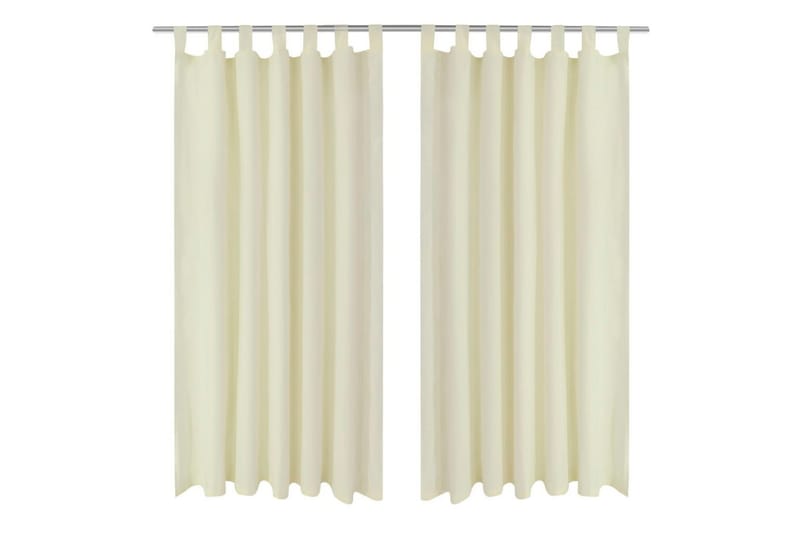 2stk Krem Micro-Sateng Gardiner med Sløyfer 140 x 225 cm - Kremhvit - Tekstiler - Gardiner - Mørkleggingsgardin
