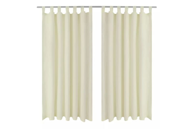 2stk Krem Micro-Sateng Gardiner med Sløyfer 140 x 245 cm - Kremhvit - Tekstiler - Gardiner - Mørkleggingsgardin