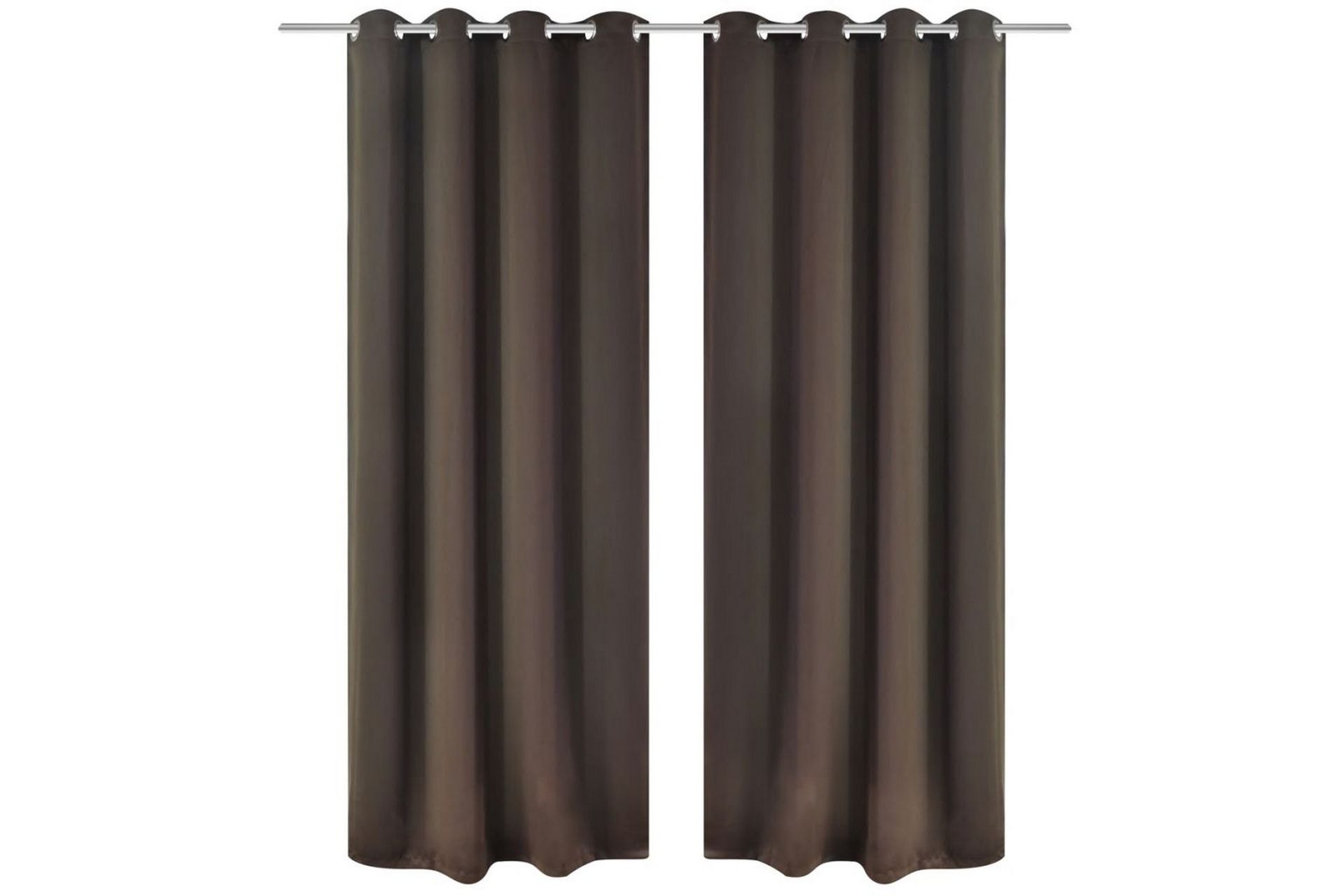 Energisparende gardiner m. metallringer 2 stk brun 135x245cm - Brun - Tekstiler - Gardiner - Mørkleggingsgardin