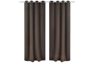 Energisparende gardiner m. metallringer 2 stk brun 135x245cm - Brun - Tekstiler - Gardiner - Mørkleggingsgardin