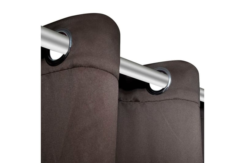 Energisparende gardiner m. metallringer 2 stk brun 135x245cm - Brun - Tekstiler - Gardiner - Mørkleggingsgardin