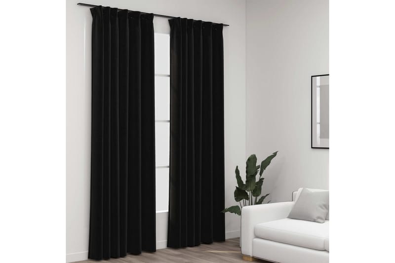 Lystett gardin kroker og lin-design antrasitt 290x245 cm - Antrasittgrå - Tekstiler - Gardiner - Mørkleggingsgardin