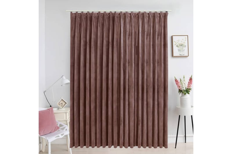 Lystett gardin med kroker fløyel antikk rosa 290x245 cm - Tekstiler - Gardiner - Mørkleggingsgardin