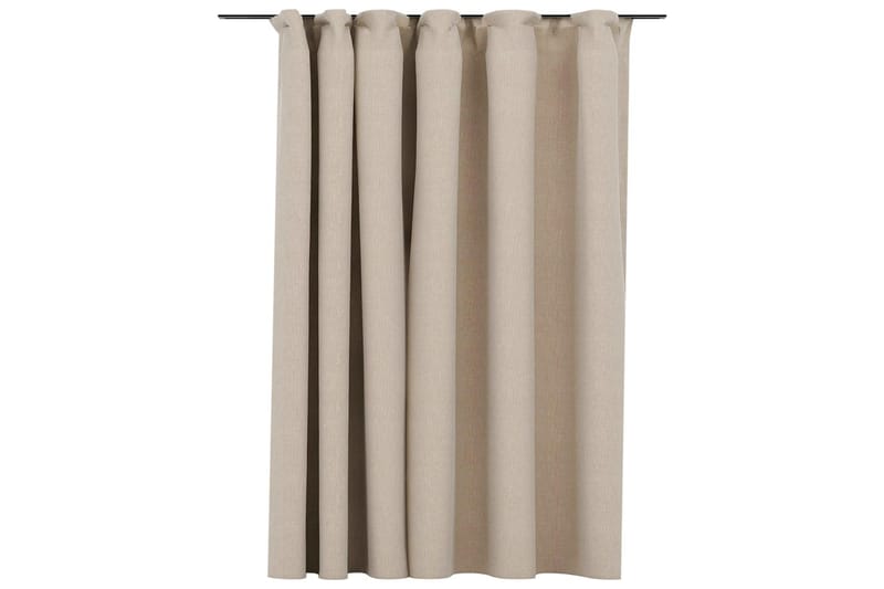 Lystett gardin med kroker og lin-design beige 290x245 cm - Beige - Tekstiler - Gardiner - Mørkleggingsgardin