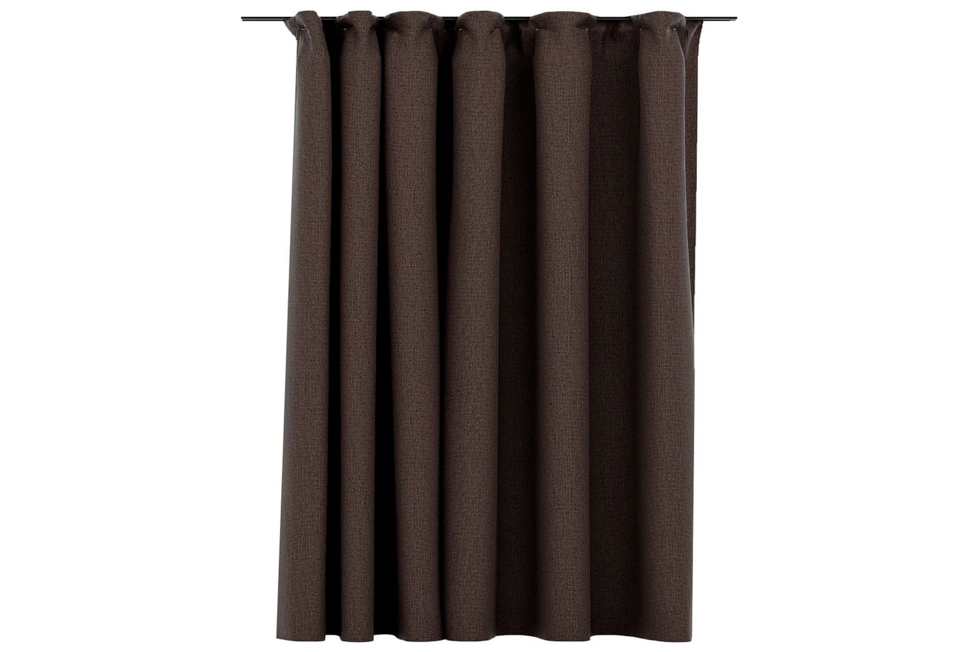 Lystett gardin med kroker og lin-design gråbrun 290x245 cm - Taupe - Tekstiler - Gardiner - Mørkleggingsgardin