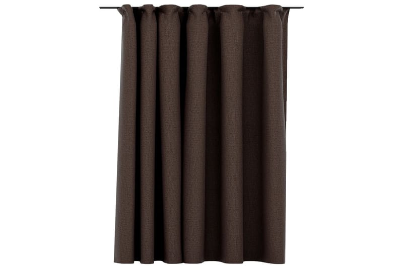 Lystett gardin med kroker og lin-design gråbrun 290x245 cm - Taupe - Tekstiler - Gardiner - Mørkleggingsgardin