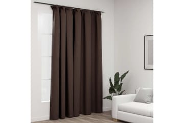 Lystett gardin med kroker og lin-design gråbrun 290x245 cm - Taupe - Tekstiler - Gardiner - Mørkleggingsgardin