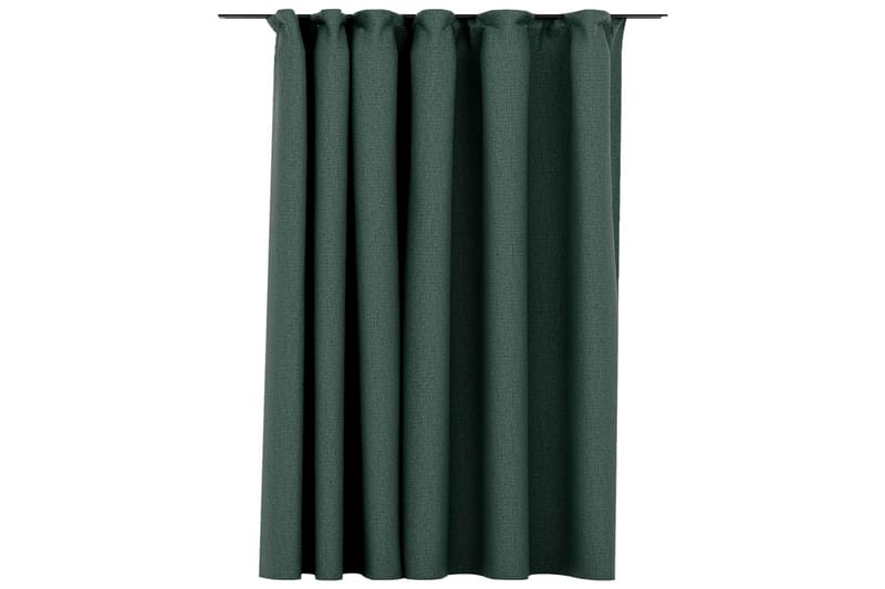 Lystett gardin med kroker og lin-design grønn 290x245 cm - grønn - Tekstiler - Gardiner - Mørkleggingsgardin