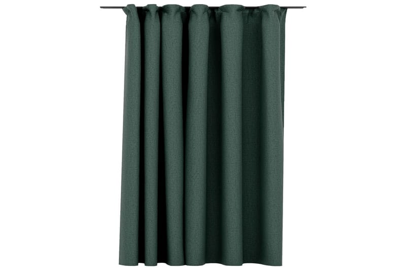 Lystett gardin med kroker og lin-design grønn 290x245 cm - grønn - Mørkleggingsgardin