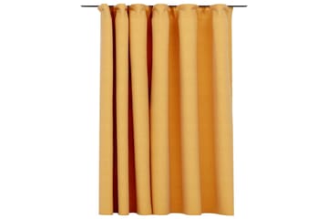 Lystett gardin med kroker og lin-design gul 290x245 cm - Gul - Tekstiler - Gardiner - Mørkleggingsgardin
