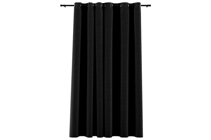 Lystett gardin med maljer og lin-design antrasitt 290x245 cm - Antrasittgrå - Tekstiler - Gardiner - Mørkleggingsgardin
