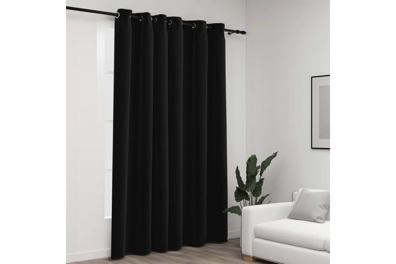 Lystett gardin med maljer og lin-design antrasitt 290x245 cm - Antrasittgrå - Tekstiler - Gardiner - Mørkleggingsgardin
