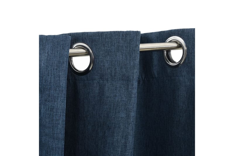 Lystett gardin med maljer og lin-design blå 290x245 cm - Blå - Tekstiler - Gardiner - Mørkleggingsgardin