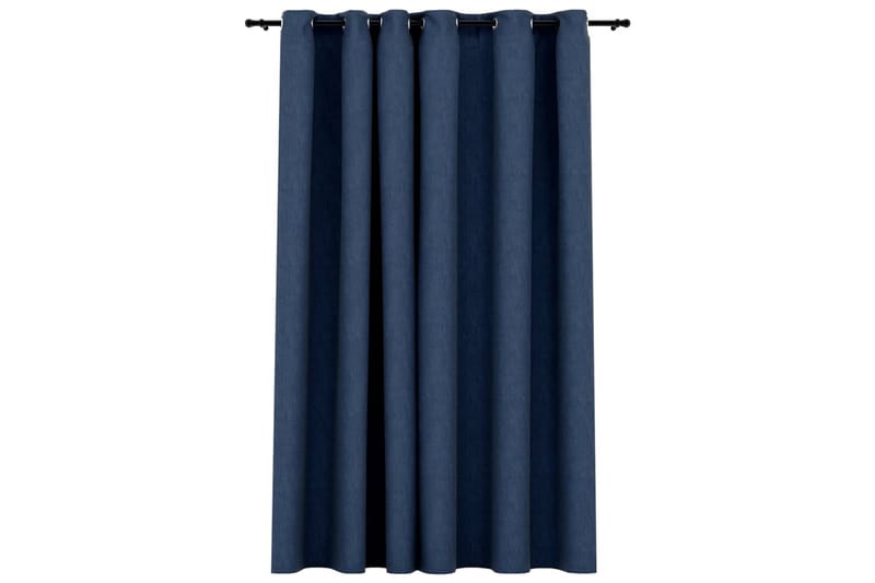 Lystett gardin med maljer og lin-design blå 290x245 cm - Blå - Tekstiler - Gardiner - Mørkleggingsgardin
