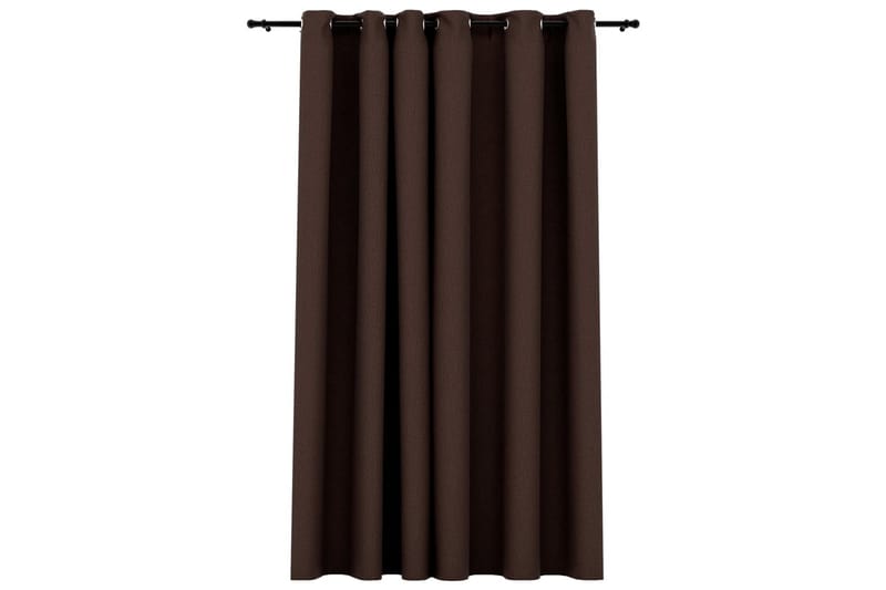 Lystett gardin med maljer og lin-design gråbrun 290x245 cm - Taupe - Tekstiler - Gardiner - Mørkleggingsgardin