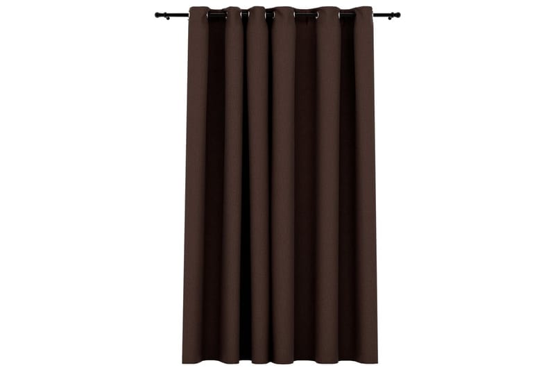 Lystett gardin med maljer og lin-design gråbrun 290x245 cm - Taupe - Mørkleggingsgardin