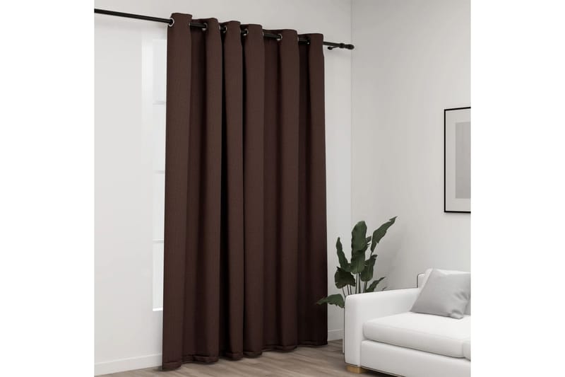 Lystett gardin med maljer og lin-design gråbrun 290x245 cm - Taupe - Tekstiler - Gardiner - Mørkleggingsgardin