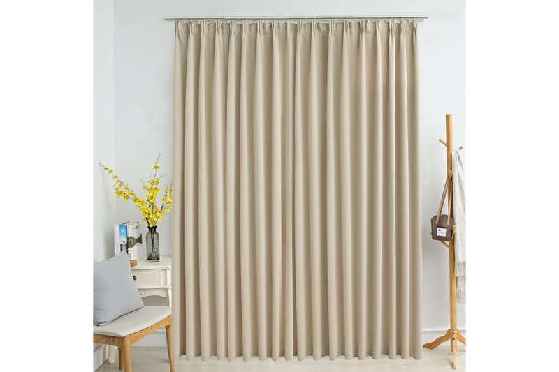 Lystett gardin med metallkroker beige 290x245 cm - Mørkleggingsgardin