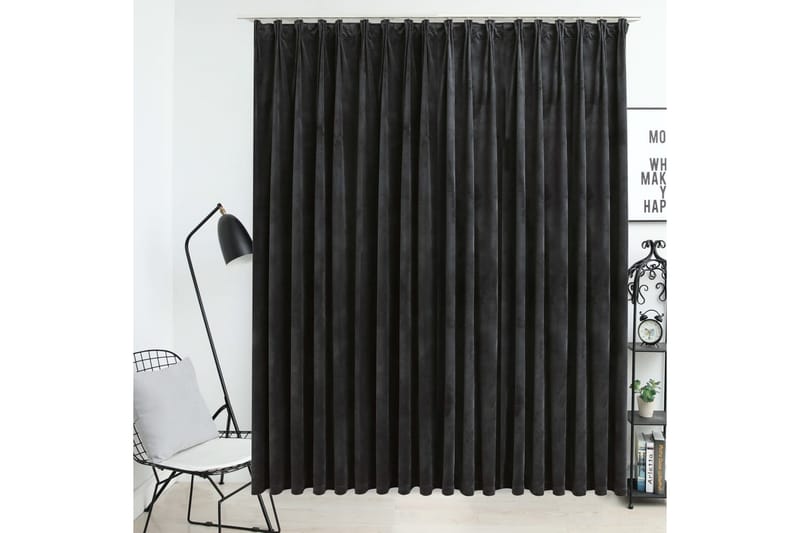 Lystett gardin med metallkroker fløyel antrasitt 290x245 cm - Tekstiler - Gardiner - Mørkleggingsgardin