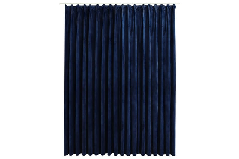 Lystett gardin med metallkroker fløyel mørkeblå 290x245 cm - Tekstiler - Gardiner - Mørkleggingsgardin