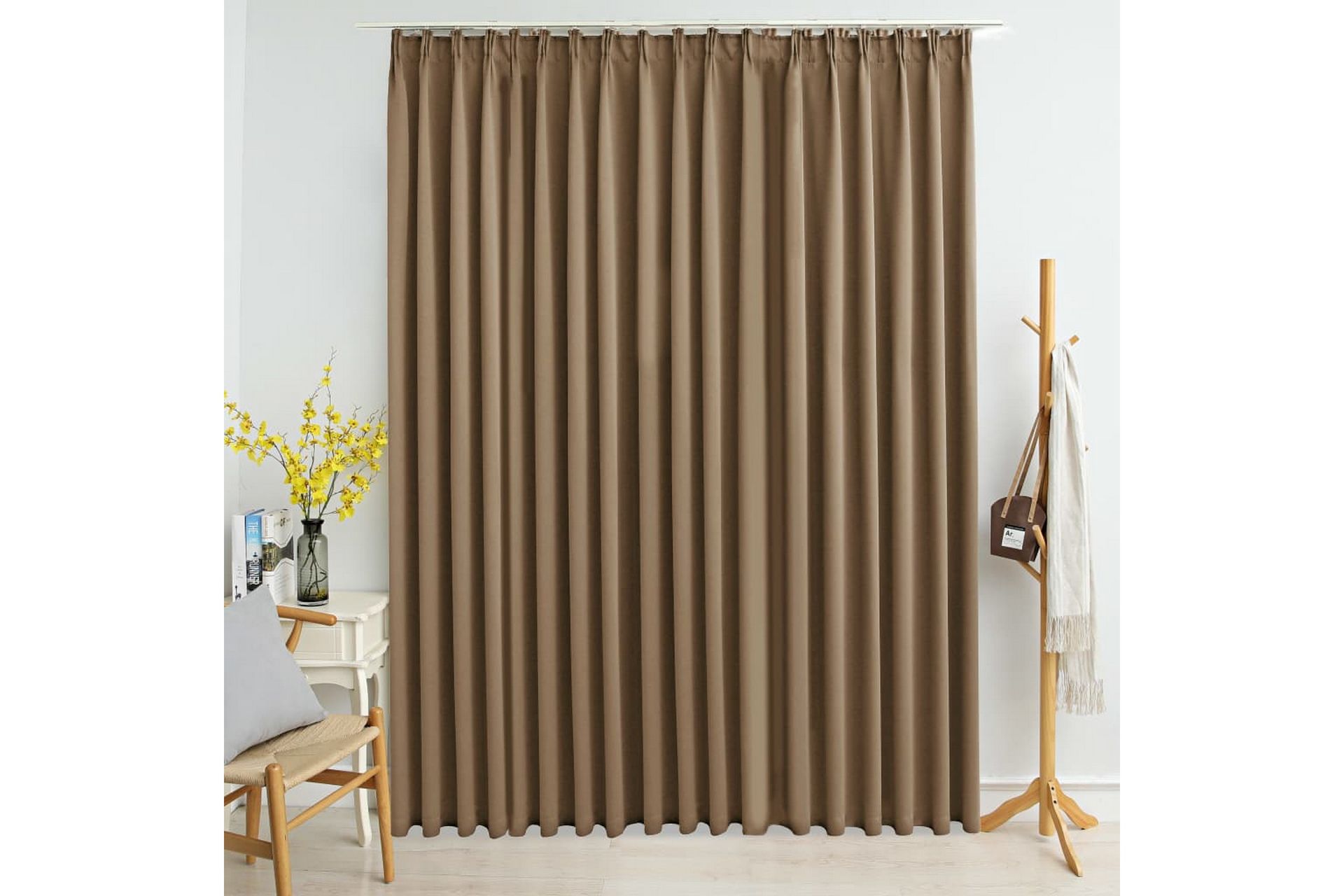 Lystett gardin med metallkroker gråbrun 290x245 cm - Tekstiler - Gardiner - Mørkleggingsgardin