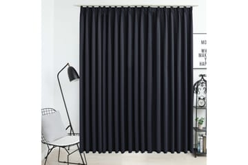 Lystett gardin med metallkroker svart 290x245 cm - Tekstiler - Gardiner - Mørkleggingsgardin