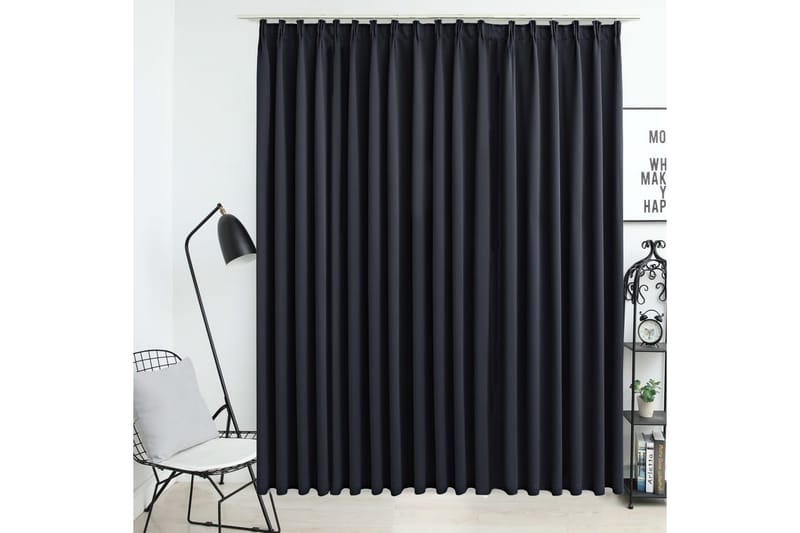Lystett gardin med metallkroker svart 290x245 cm - Tekstiler - Gardiner - Mørkleggingsgardin