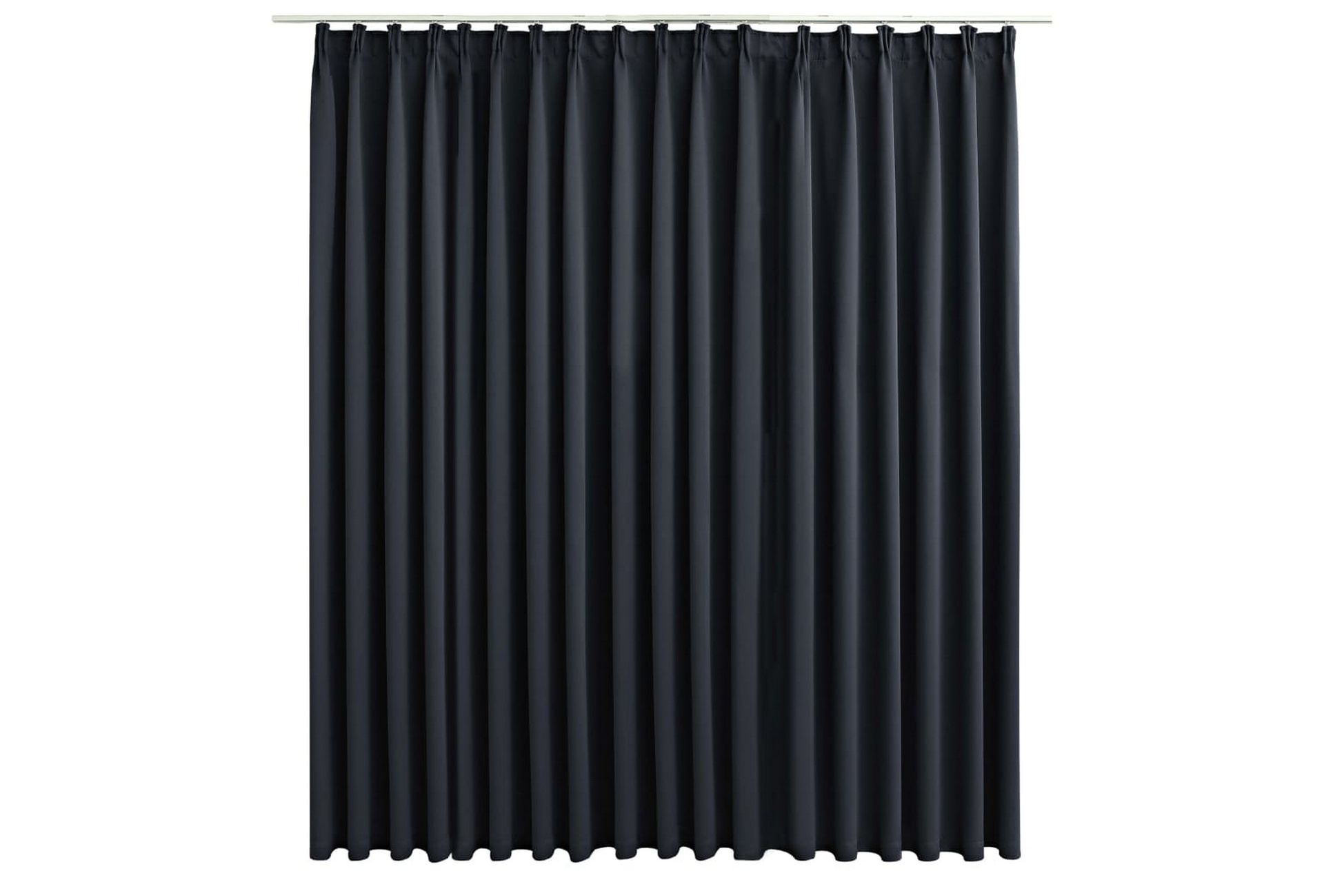 Lystett gardin med metallkroker svart 290x245 cm - Tekstiler - Gardiner - Mørkleggingsgardin