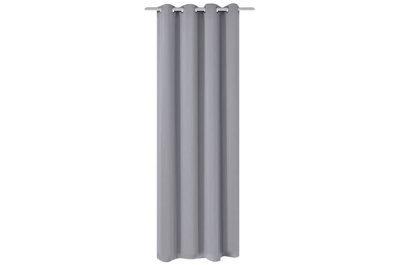 Lystett gardin med metallmaljer 270x245 cm grå - Grå - Tekstiler - Gardiner - Mørkleggingsgardin