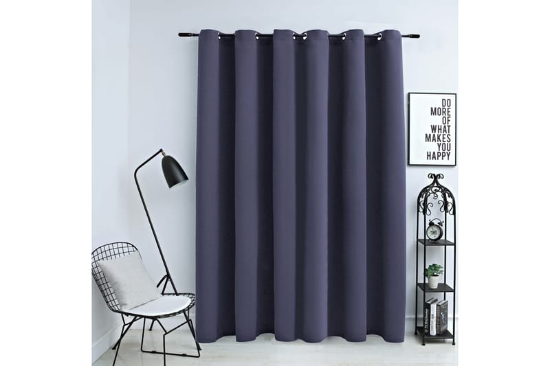 Lystett gardin med metallringer antrasitt 290x245 cm - Tekstiler - Gardiner - Mørkleggingsgardin