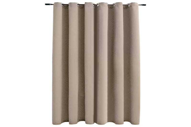 Lystett gardin med metallringer beige 290x245 cm - Mørkleggingsgardin