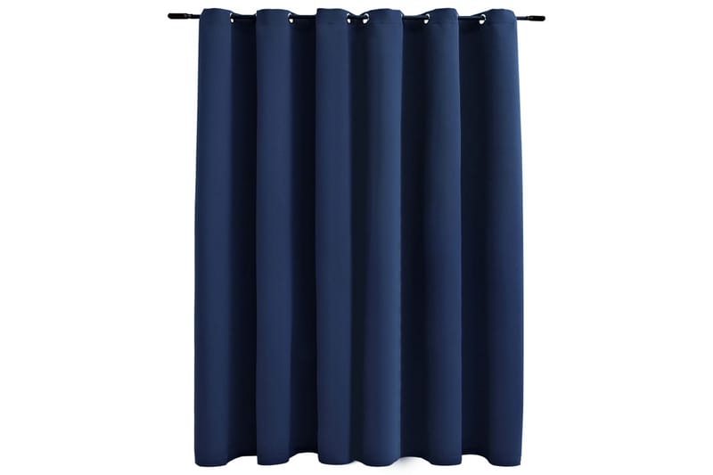 Lystett gardin med metallringer blå 290x245 cm - Tekstiler - Gardiner - Mørkleggingsgardin