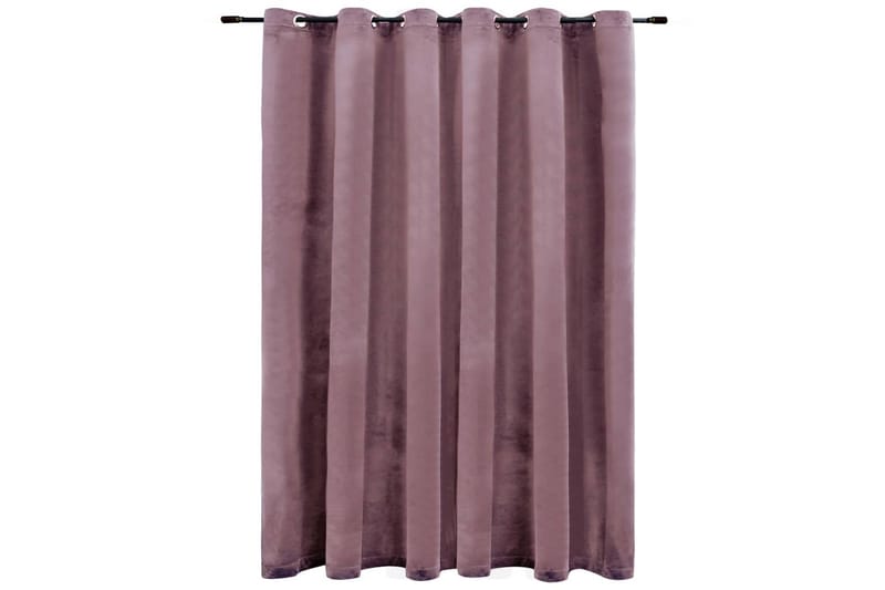 Lystett gardin med metallringer fløyel antikk rosa 290x245cm - Mørkleggingsgardin