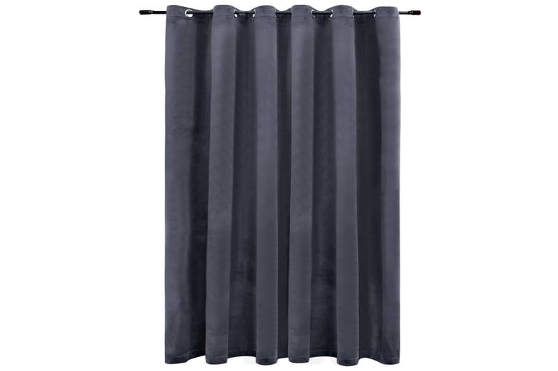 Lystett gardin med metallringer fløyel antrasitt 290x245 cm - Tekstiler - Gardiner - Mørkleggingsgardin