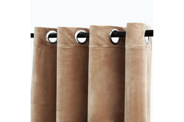 Lystett gardin med metallringer fløyel beige 290x245 cm - Tekstiler - Gardiner - Mørkleggingsgardin