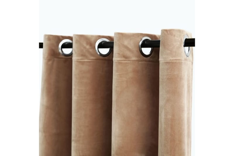 Lystett gardin med metallringer fløyel beige 290x245 cm - Tekstiler - Gardiner - Mørkleggingsgardin