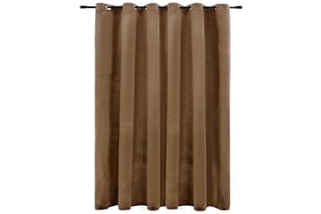 Lystett gardin med metallringer fløyel beige 290x245 cm - Tekstiler - Gardiner - Mørkleggingsgardin